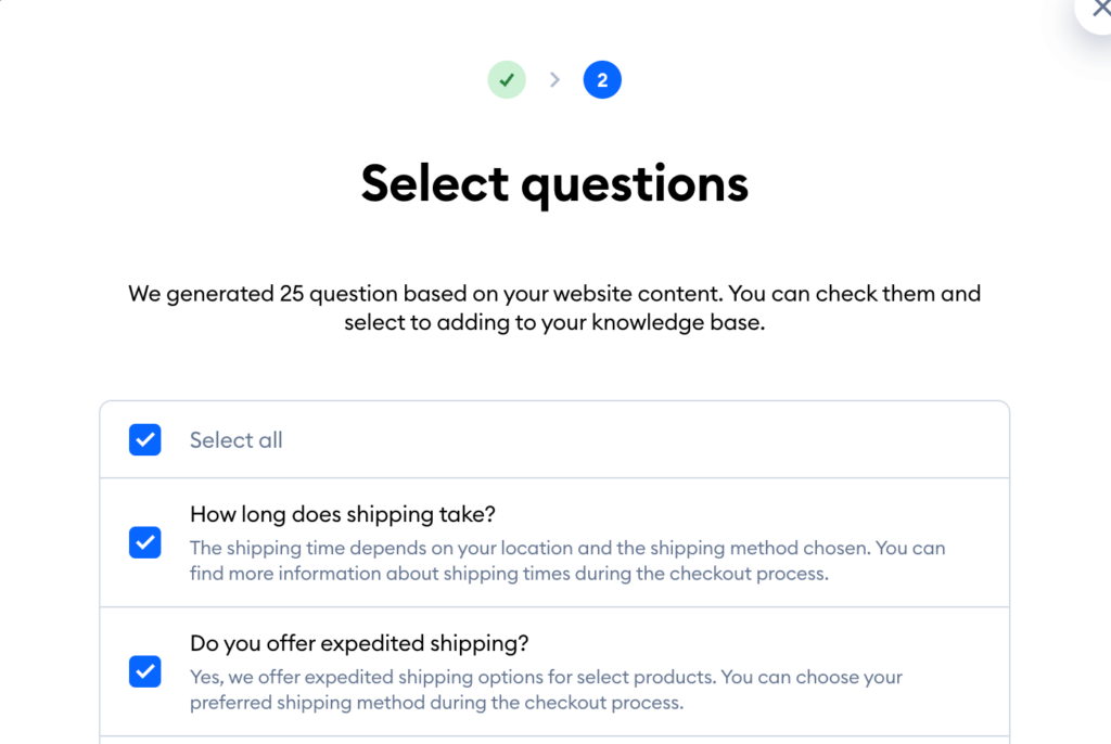 Select AI generated FAQs