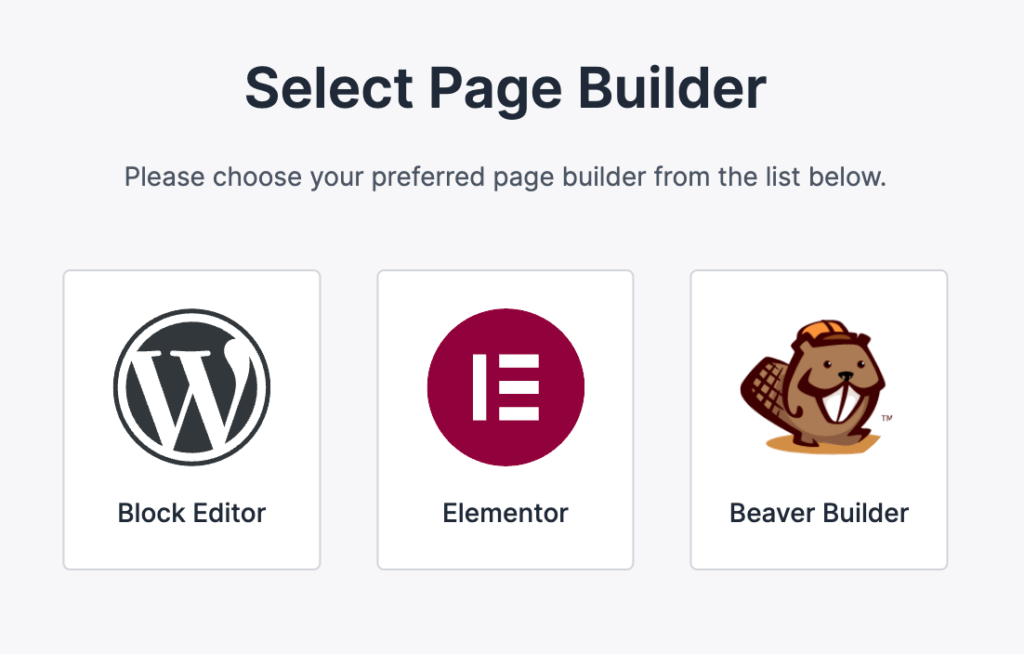 Select a page builder